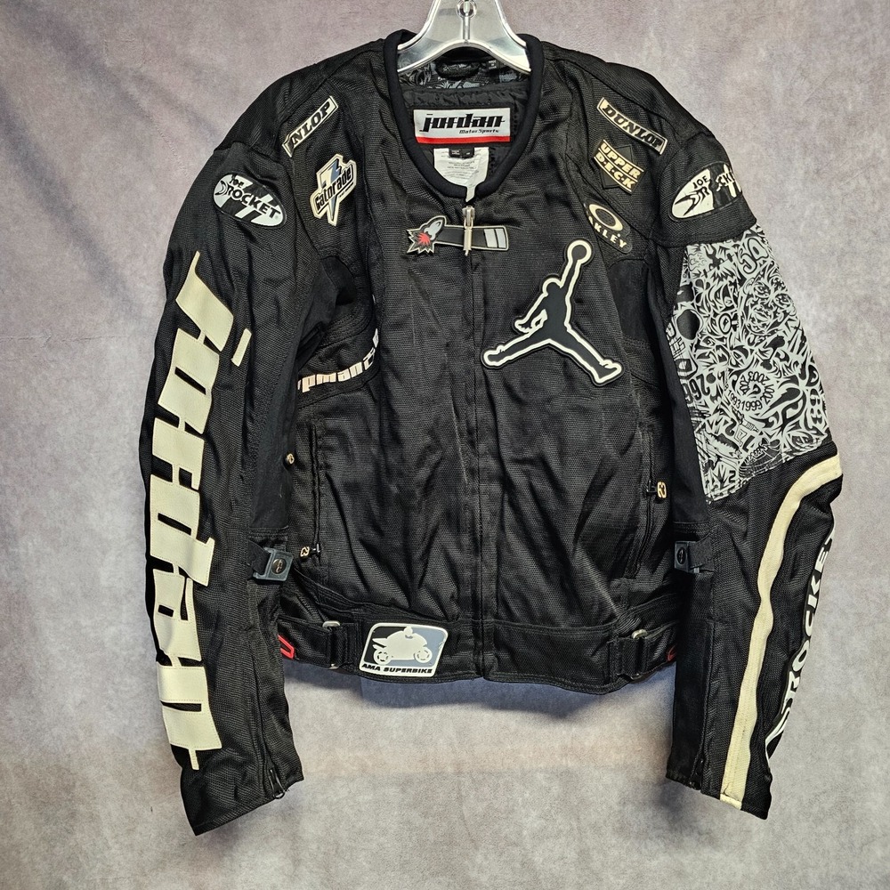 Jordan Motorsports Joe Rocket Leather Racing Sponsors Motorcycle Jacket Adult S